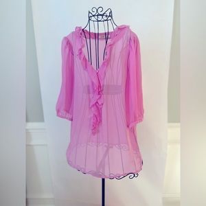 Pink Old Navy Blouse, sz M.  Like new!  Sheer Ruffle Top